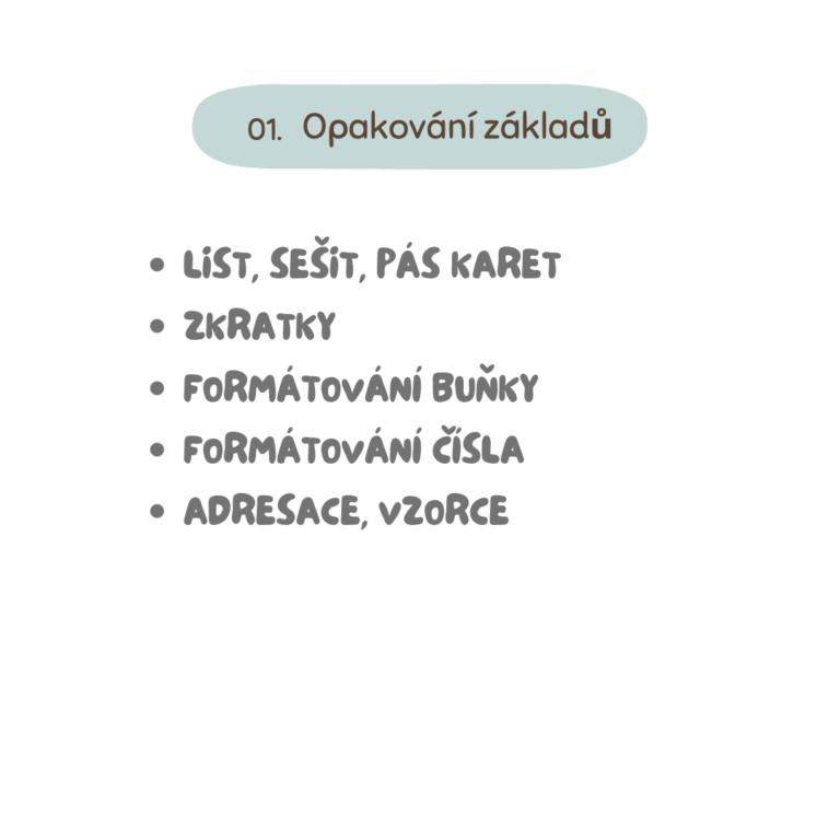 OBSAH KURZU EXCEL